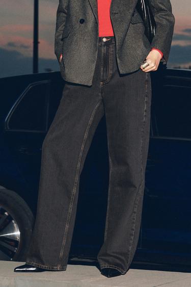 ZW COLLECTION BAGGY MID-WAIST JEANS - Black by Zara