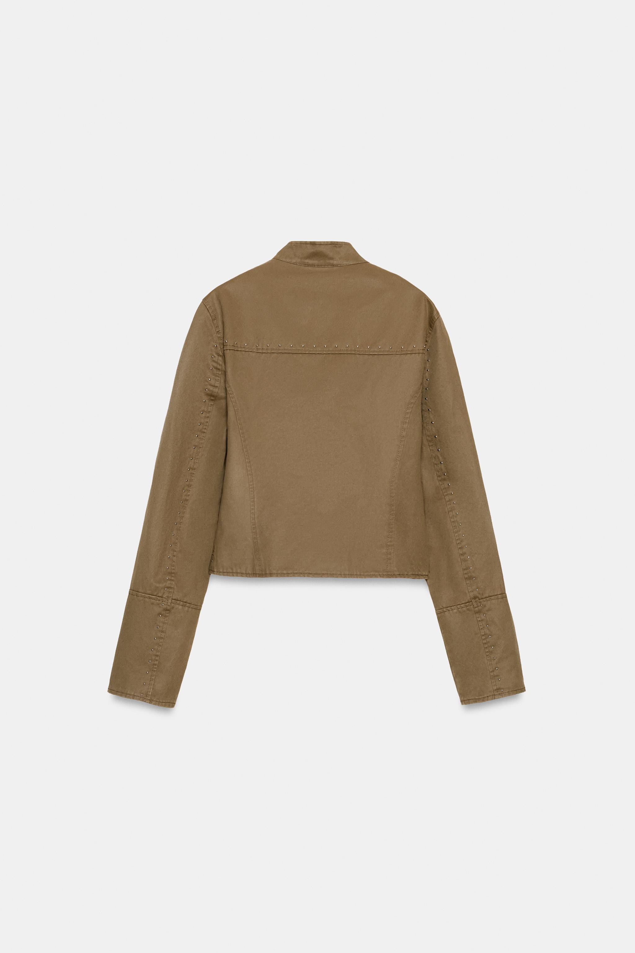 ZARA ウォッシュドエフェクトスタッズジャケット 完売品】ZARAウォッシュドエフェクトスタッズジャケットXSサイズ