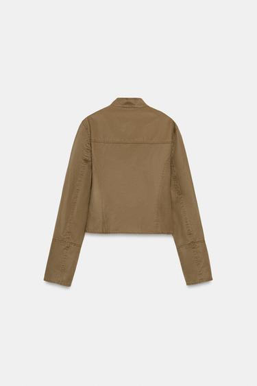 WASHED EFFECT STUDDED JACKET - Light khaki by Zara - Image 5