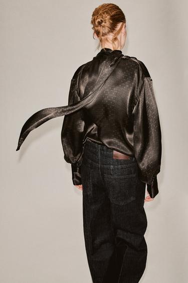 JEANS ZW COLLECTION TAPERED TIRO ALTO - Negro de Zara