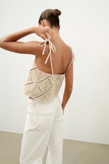 PATCHWORK STRAPPY TOP - Ecru by Zara - Image 5