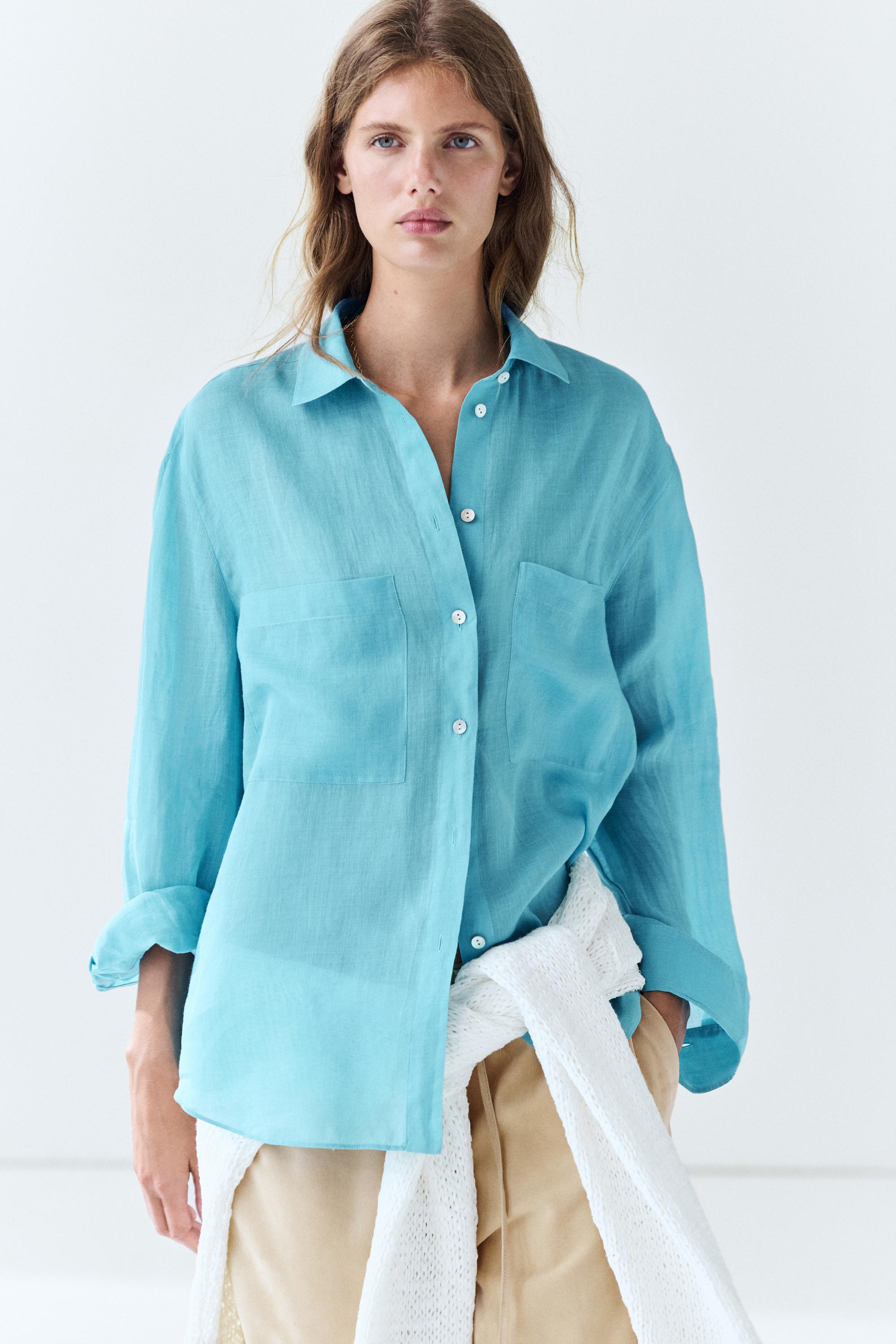 100% ramie flowing pocket shirt — 451