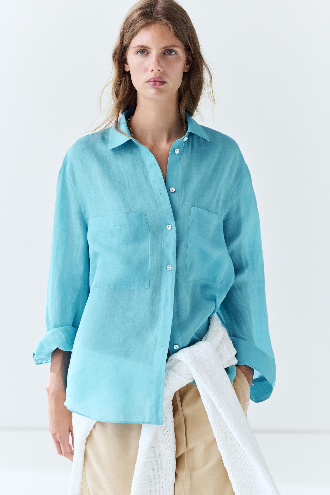 100% ramie flowing pocket shirt — 451