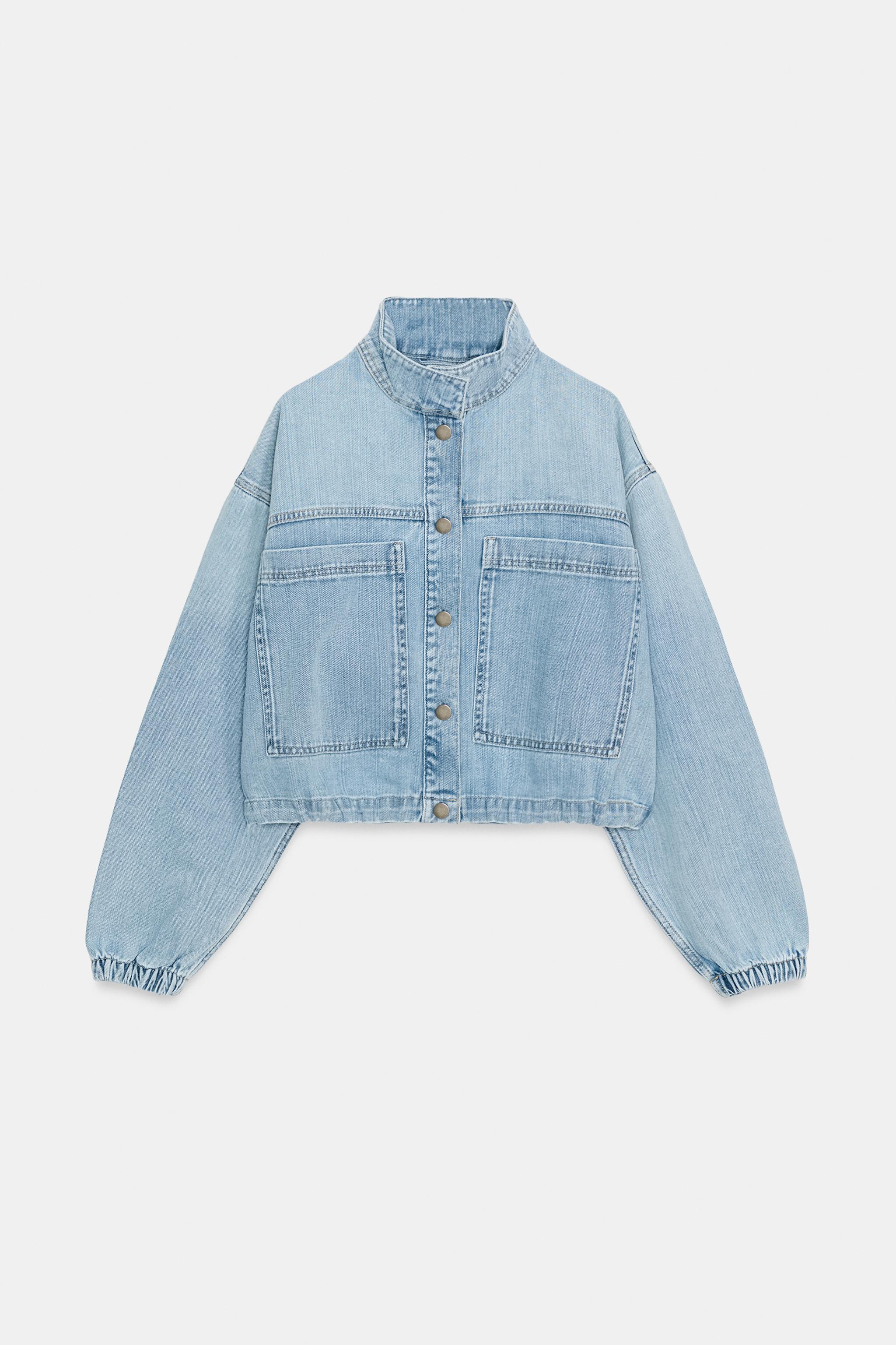 Z1975 CROPPED DENIM JACKET WITH ADJUSTABLE HEM - Light blue | ZARA