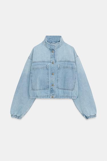 JAQUETA Z1975 JEANS CURTA COM BAINHA AJUSTÁVEL - Azul-claro da Zara - Imagem 0