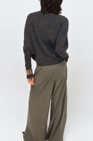 PULL EN MAILLE À MANCHES CHAUVE-SOURIS - Gris chiné de Zara - Image 2