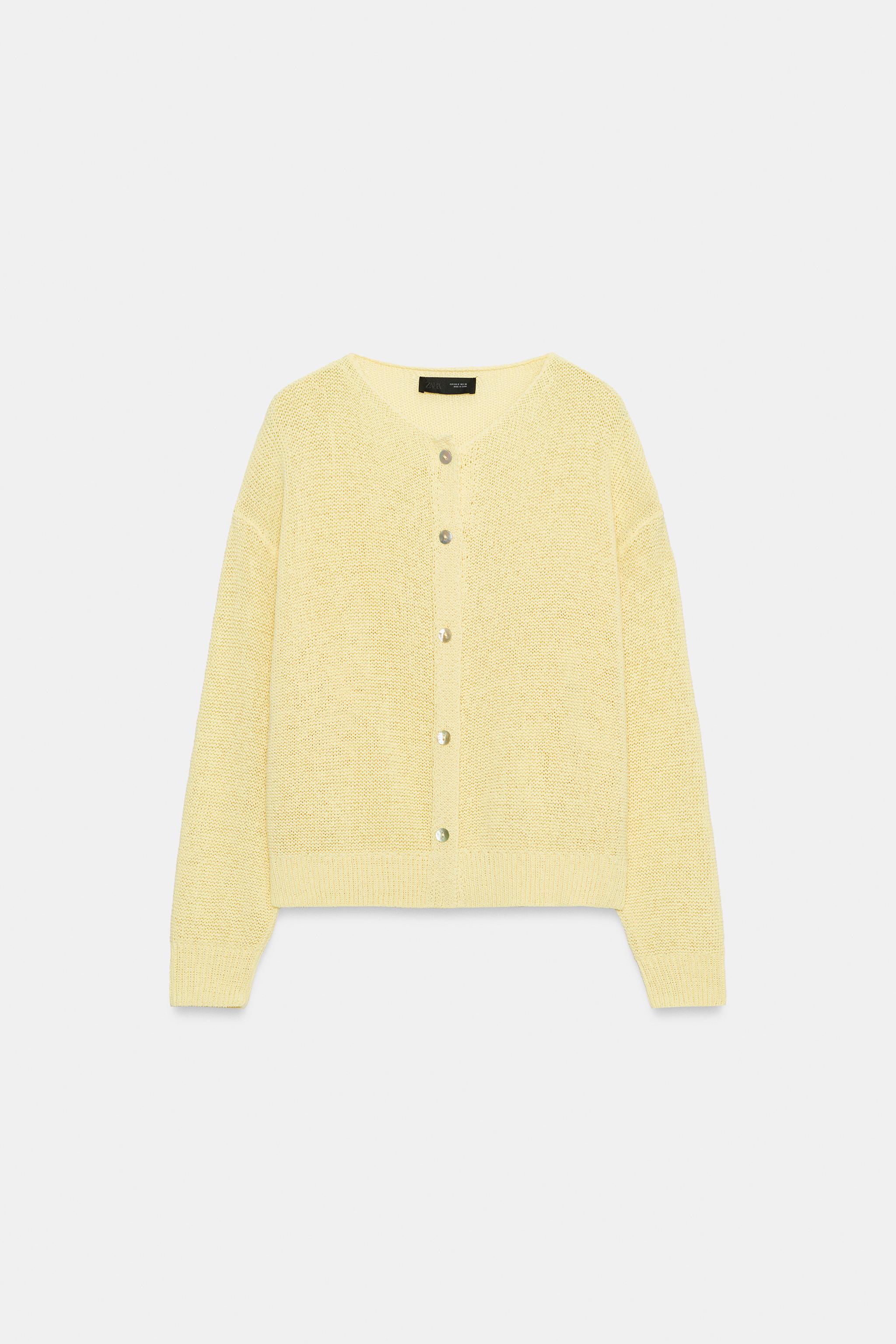 RUSTIC KNIT CARDIGAN - Yellow | ZARA Spain