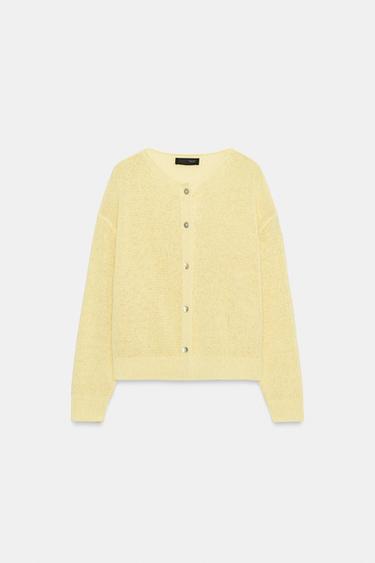 GILET RUSTIQUE EN MAILLE - Jaune de Zara - Image 4