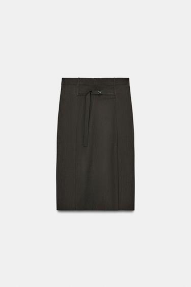 ZW COLLECTION STRAIGHT MIDI SKIRT - Brown by Zara - Image 6