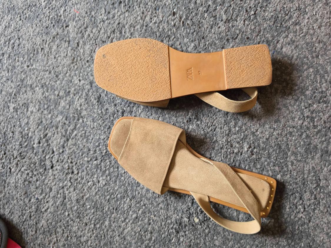 FLAT LEATHER SLIDER SANDALS WITH HEEL STRAP - Image 5