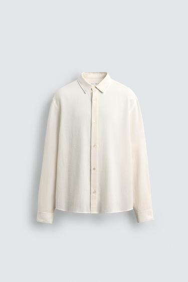 TEXTURED CHECK SHIRT - Oyster-white by Zara