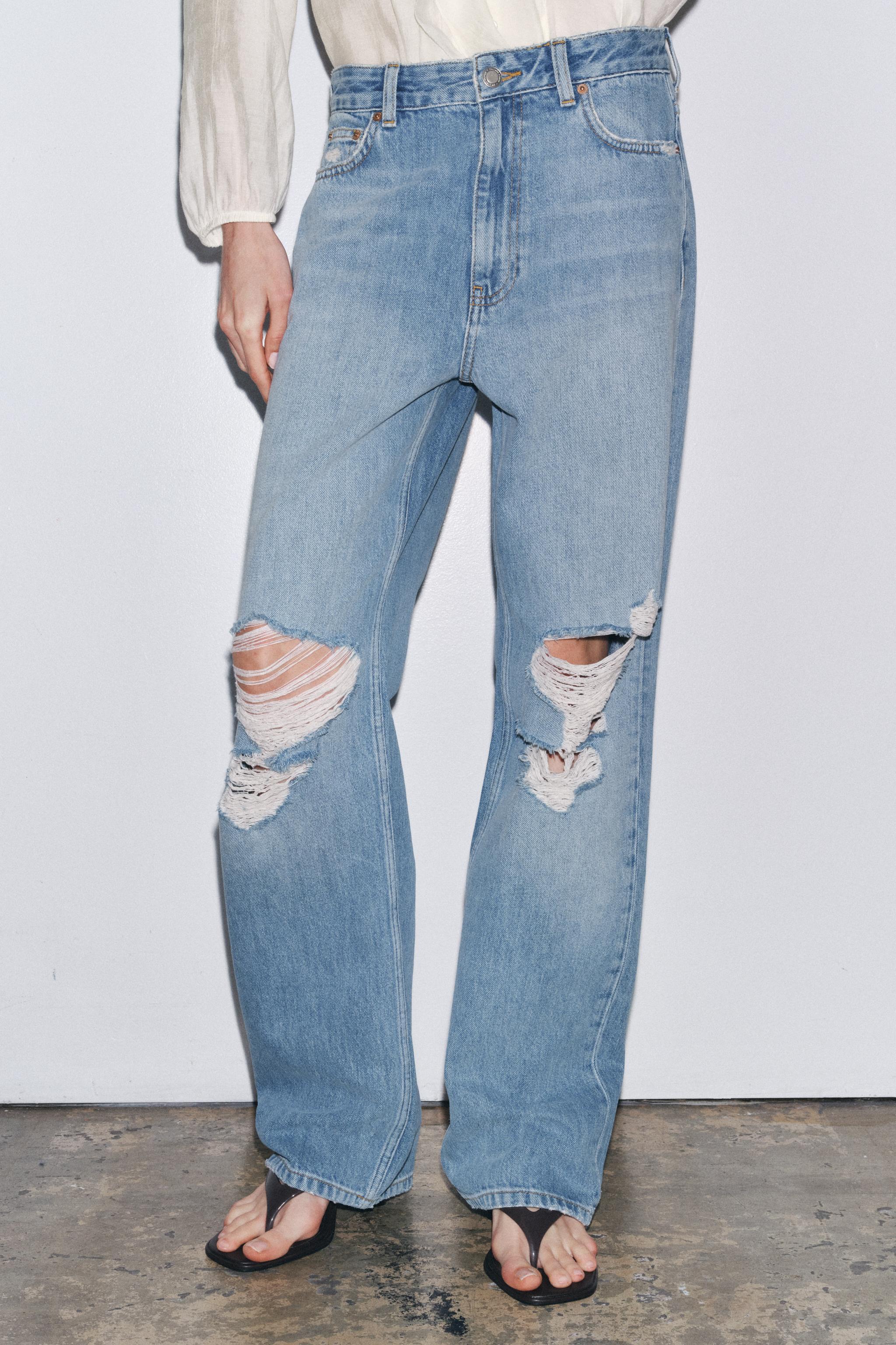 【ZARA】JEANS ZW COLLECTION ストレート ミッドライズ ダメージ JEANS ZW COLLECTION ストレート ミッドライズ ダメージ