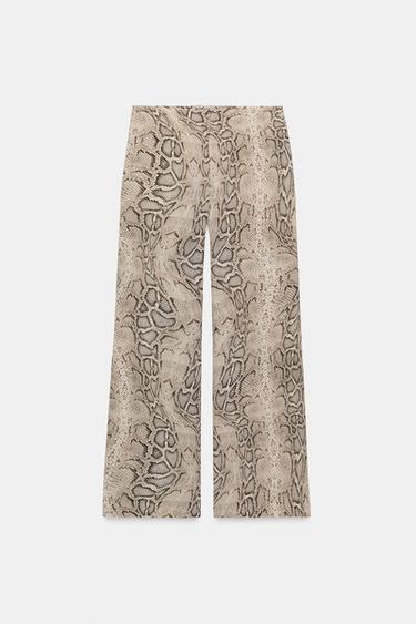 ZW COLLECTION ANIMAL PRINT FLOWING TROUSERS - Snake / Tan by Zara