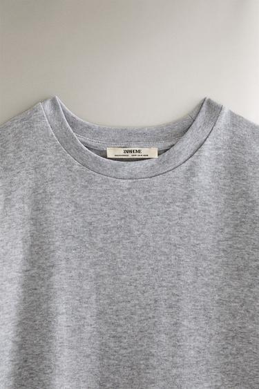 T-SHIRT MANCHES COURTES COTON - Gris de Zara - Image 1
