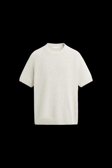 STRICK-T-SHIRT AUS BOUCLÉ-STRUKTURMUSTER - Cremefarben / Beige von Zara - Bild 0