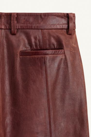 LIMITED EDITION LEATHER SUIT TROUSERS - Brown by Zara - Image 7