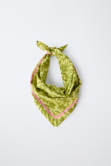 Zara FLORAL PRINT BANDANA - Green
