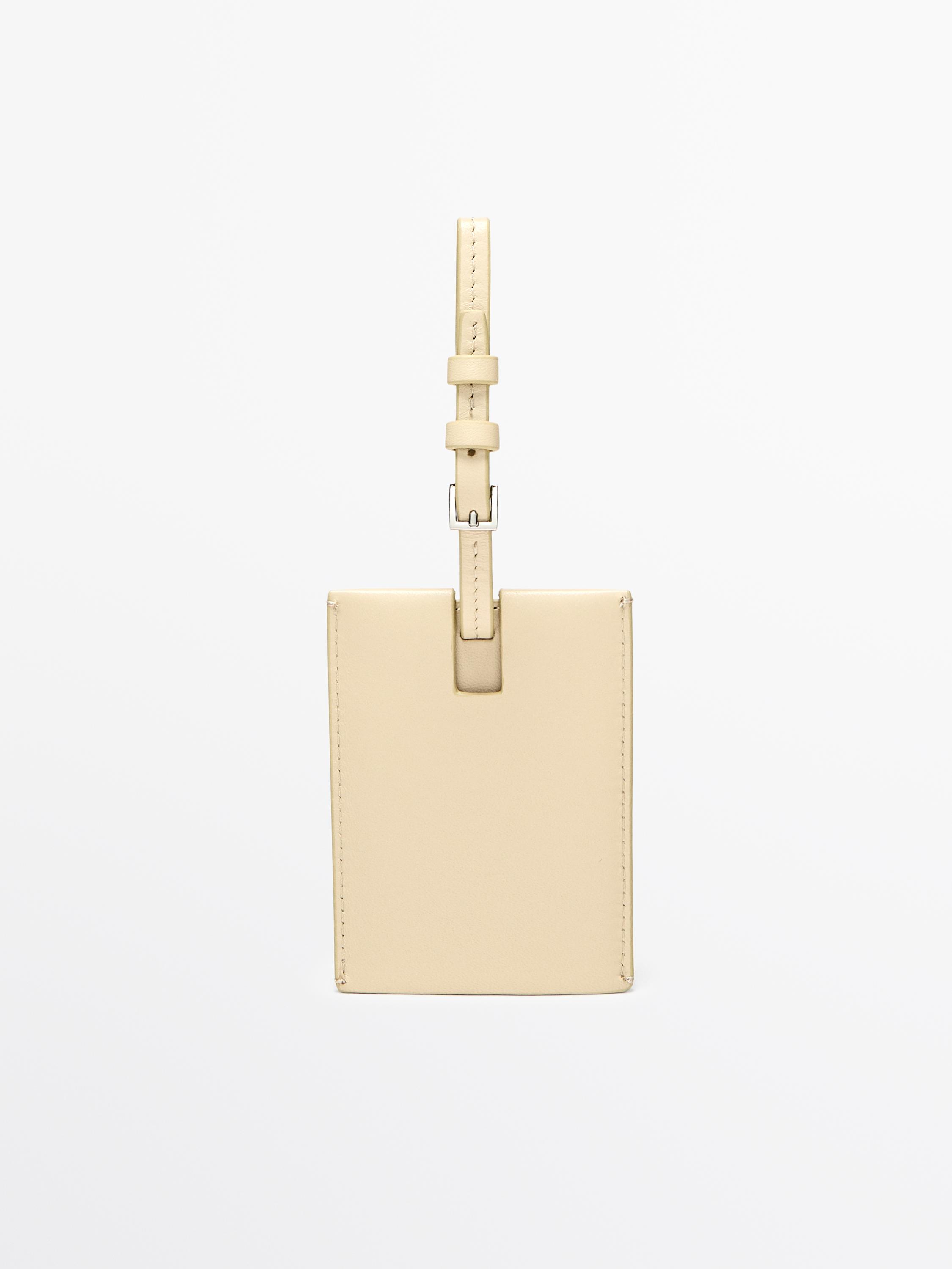 Nappa leather luggage tag — Biscuit