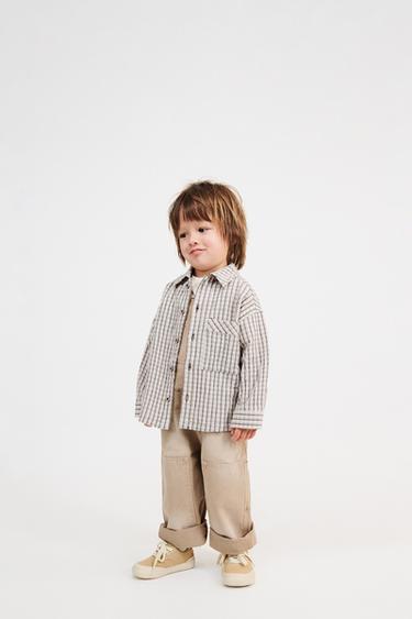 TEXTURED CHECK SHIRT - Brown by Zara