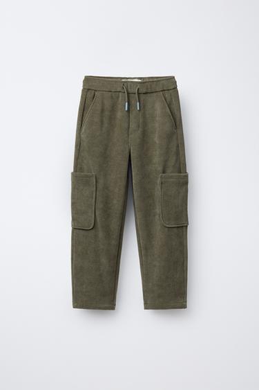 PANTALON EN VELOURS CÔTELÉ À POCHES - Vert sauge de Zara - Image 0