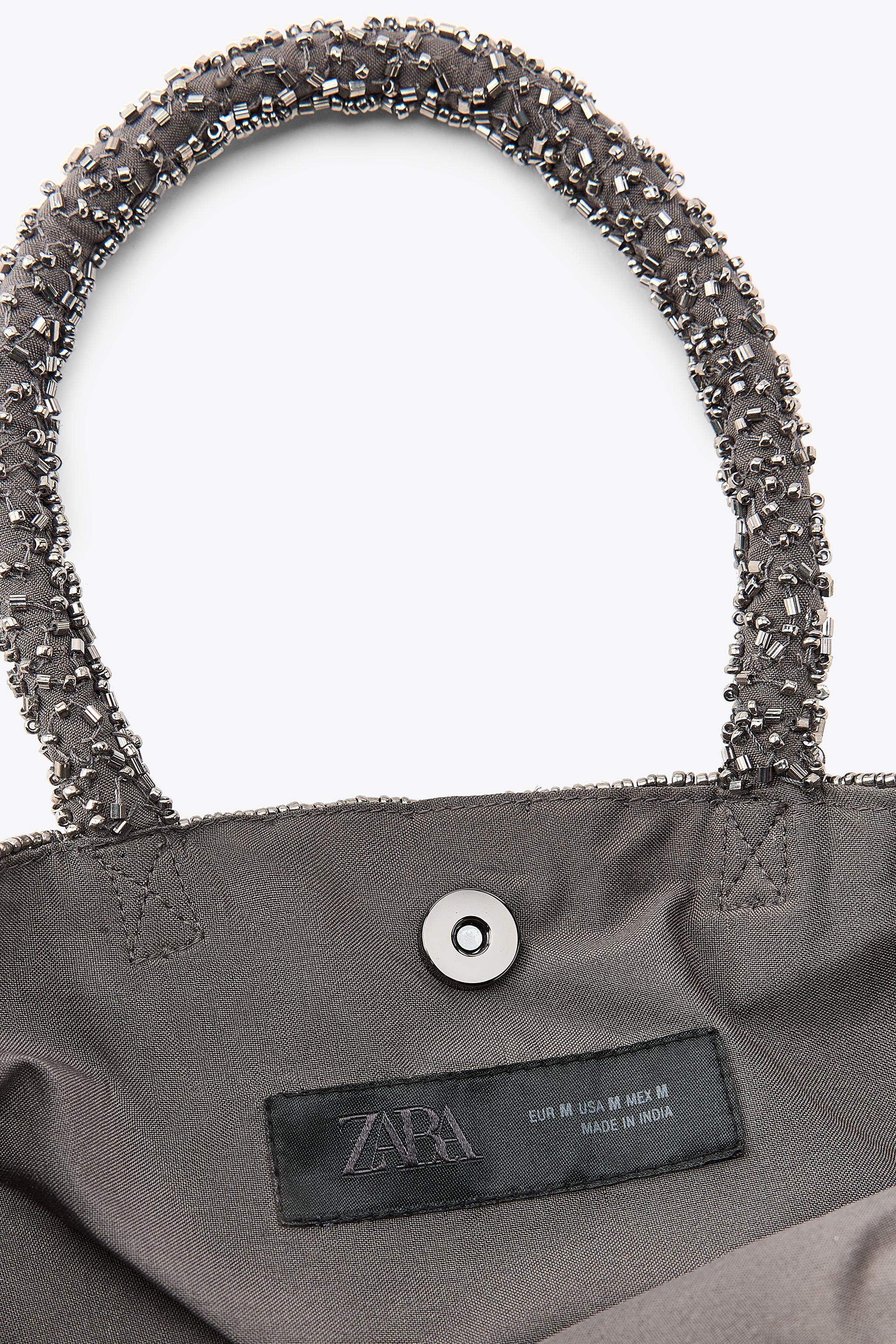 EMBROIDERED AND BEADED HANDBAG - Aged silver | ZARA United