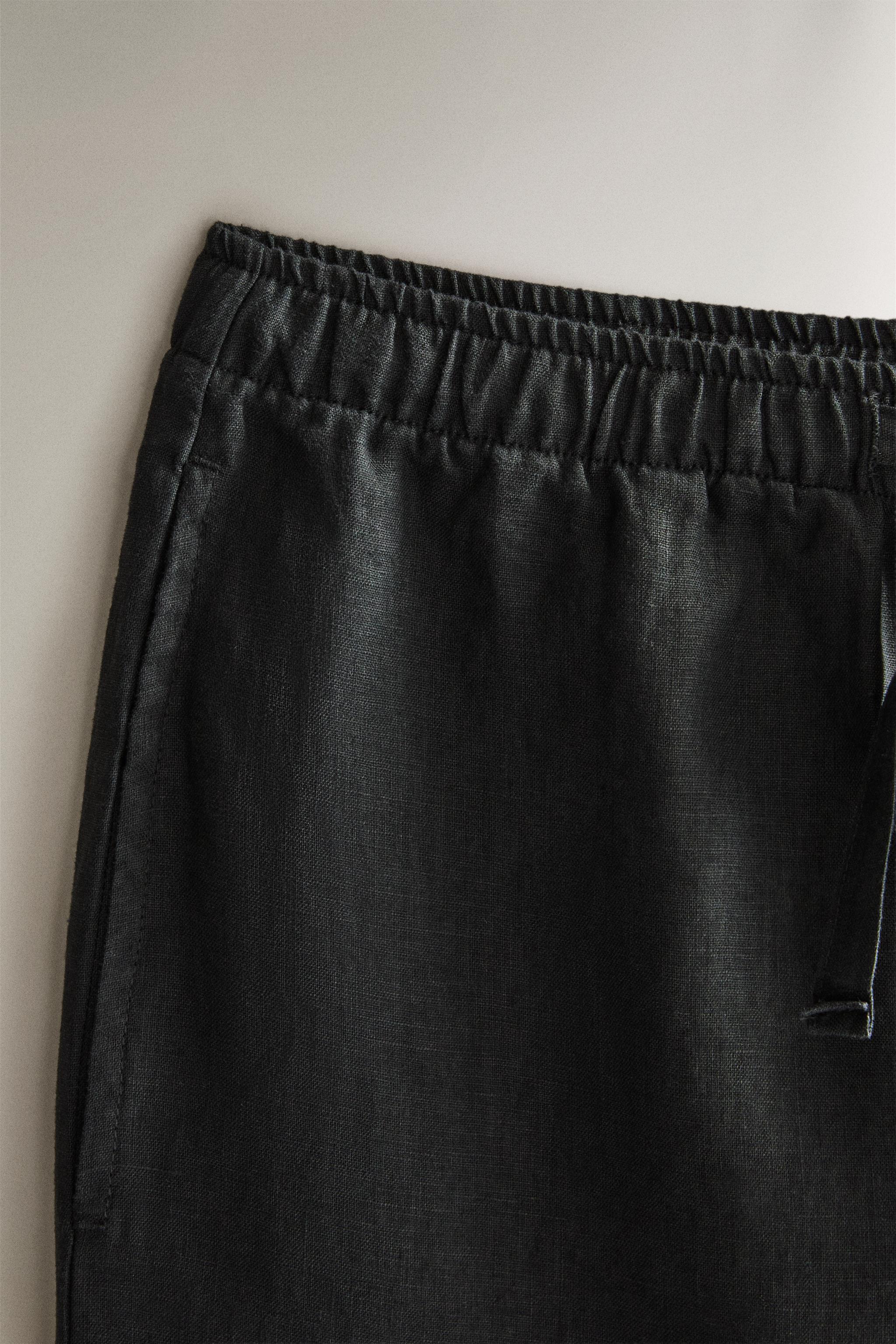 LINEN TROUSERS — Mid-gray