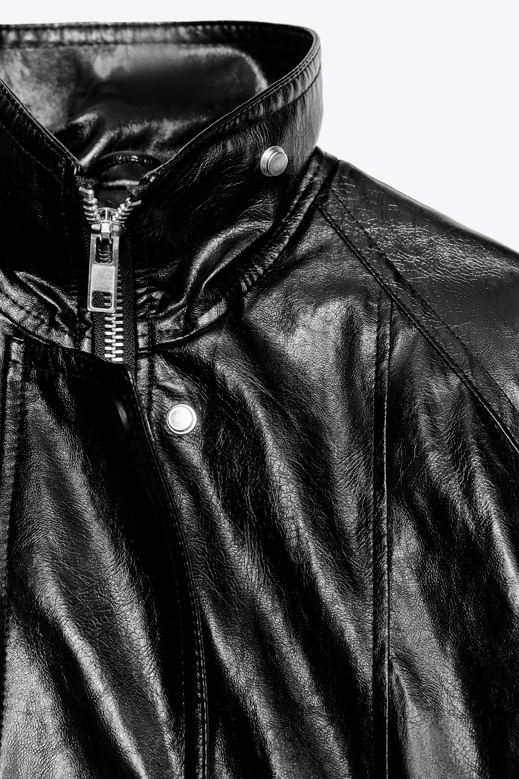 ZWコレクション フェイクレザージャケット - ブラック | ZARA
