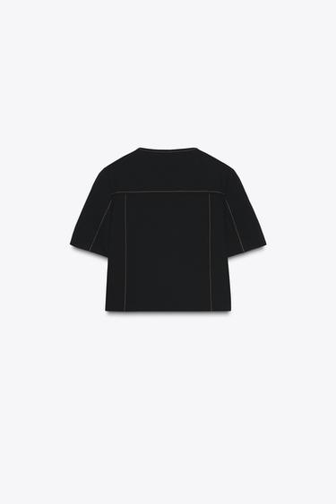 CONTRAST STITCH SHORT SLEEVE BLAZER - Black by Zara - Image 5