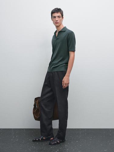 Zara Knit V-neck polo shirt - 547