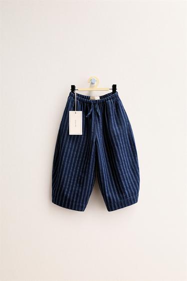 ZARA TIMELESS - PANTALÓN BALLOON RAYAS - Índigo de Zara