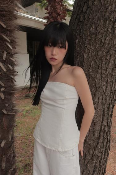 TRF DENIM BANDEAU TOP - White by Zara