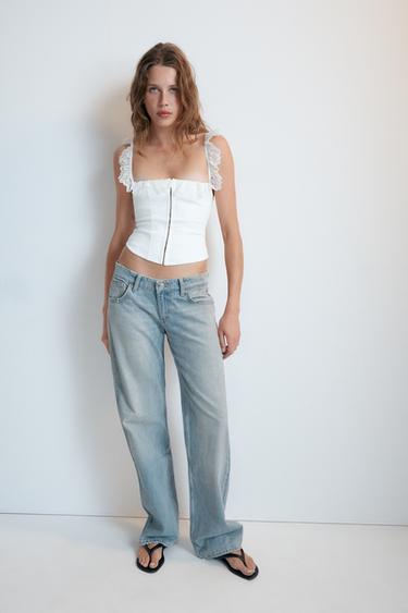 TOP CORSETERO ENCAJE - Blanco de Zara