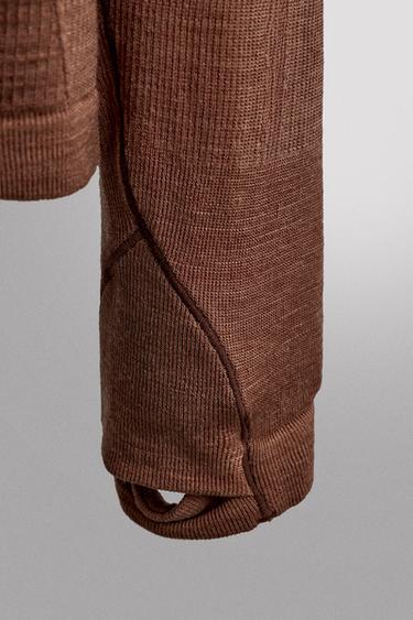 TECHNICAL WOOL T-SHIRT - Brown by Zara - Image 3
