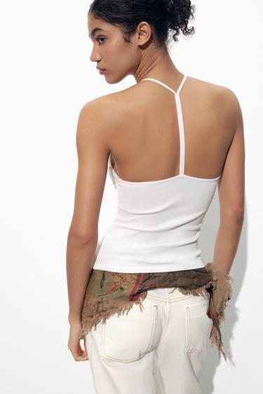 TOP MET RUGBANDJE - Wit van Zara