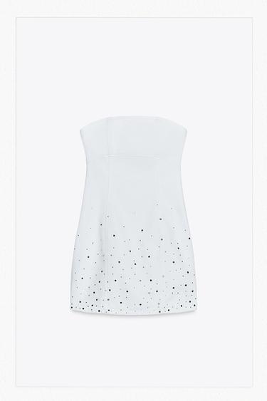 Z1975 SHINY DENIM MINI DRESS - White by Zara