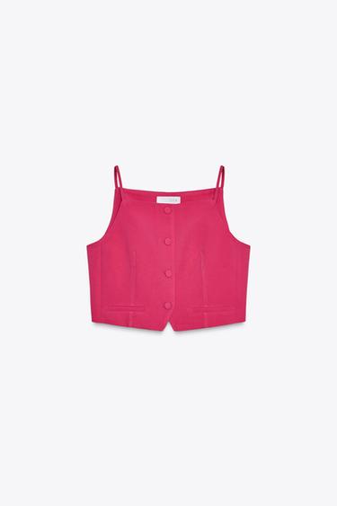 BUTTONED WAISTCOAT TOP - Fuchsia by Zara