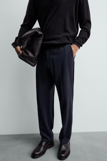 100% WOOL SUIT TROUSERS - Navy blue by Zara - Image 4