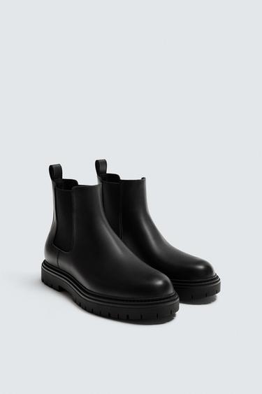 Zara CHUNKY CHELSEA BOOTS - Black