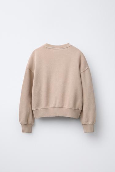FADED SLOGAN SWEATSHIRT - Beige by Zara - Image 1