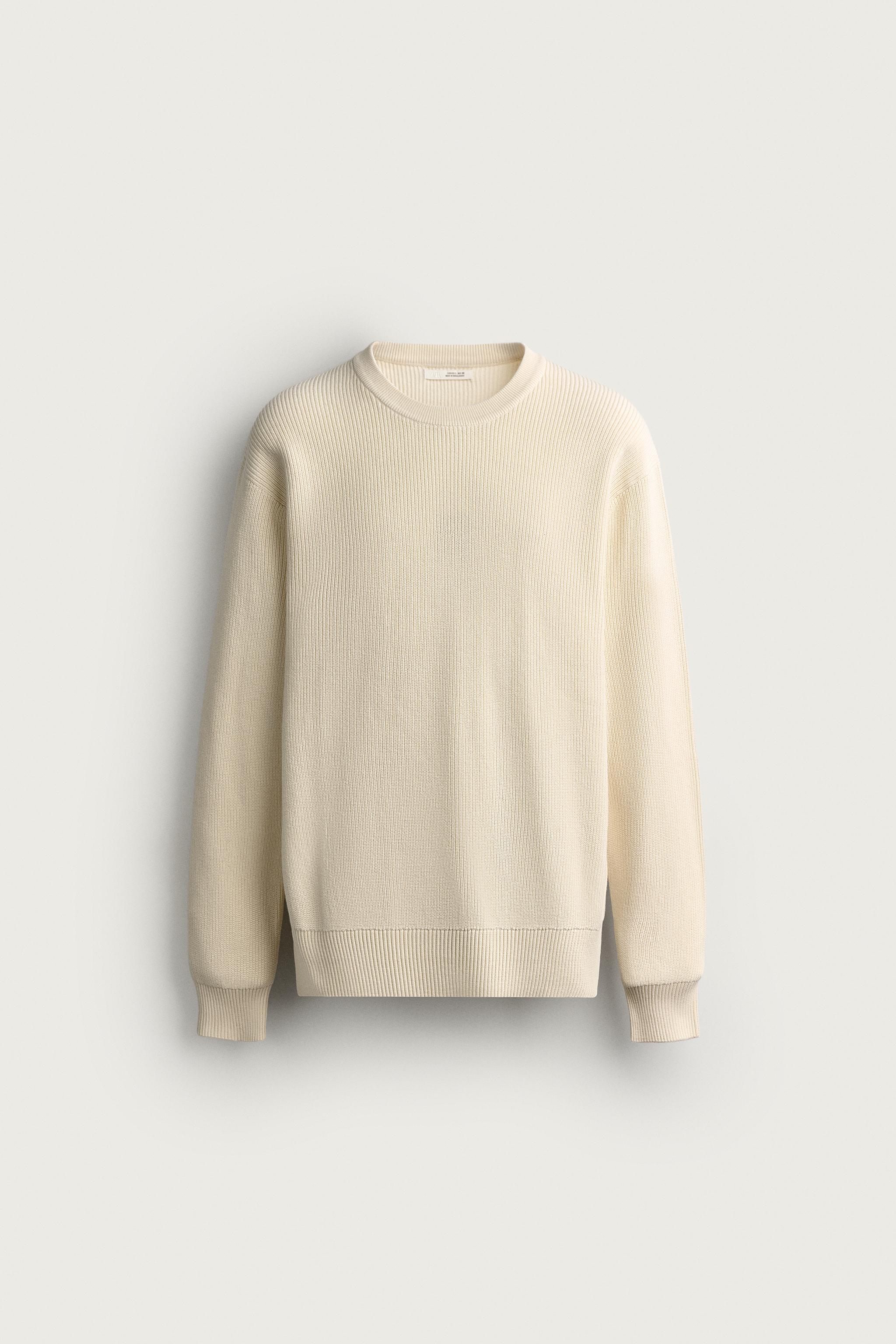 REGULAR FIT KNIT SWEATER — Ecru