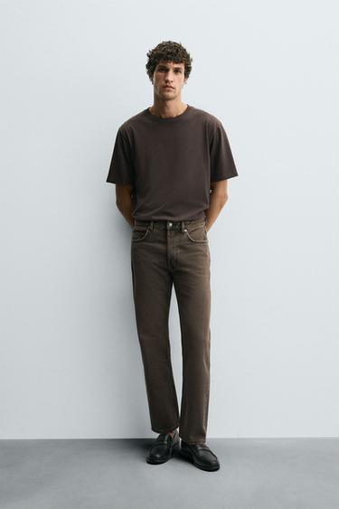 REGULAR STRAIGHT-LEG JEANS - Brown by Zara