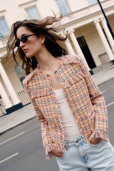 TEXTURED FRINGED BLAZER - Multicoloured by Zara