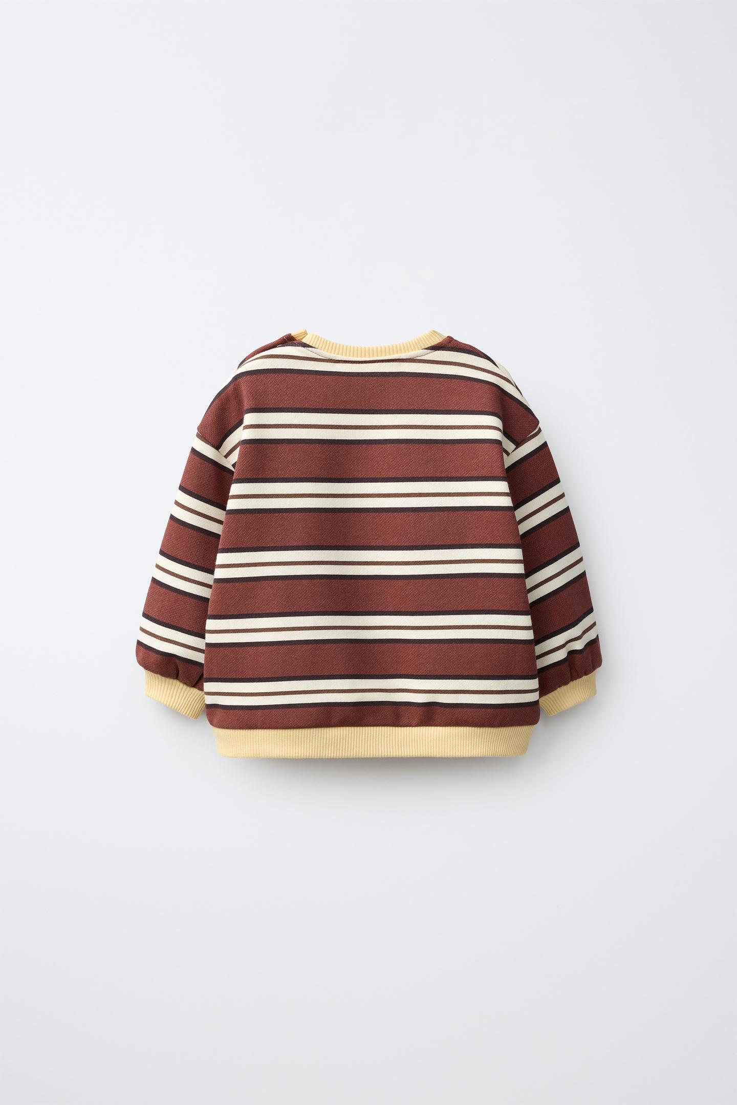 Детская толстовка Zara Stripe Print, цвет: Коричневый — фото 2