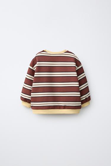 STRIPE PRINT SWEATSHIRT — Brown 2
