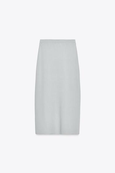PLAIN KNIT MIDI SKIRT - Pearl grey by Zara - Image 9