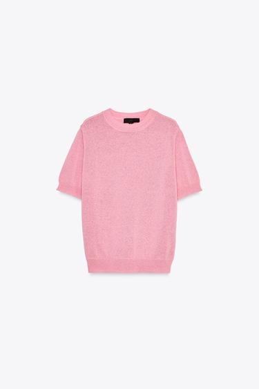 TOP RUSTIQUE EN MAILLE UNI - Rose chewing-gum de Zara - Image 2