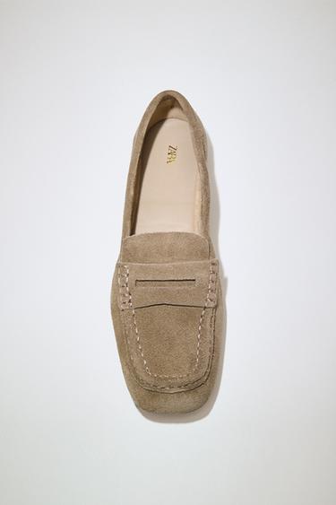 SPLIT SUEDE LOAFERS - Taupe Grey by Zara