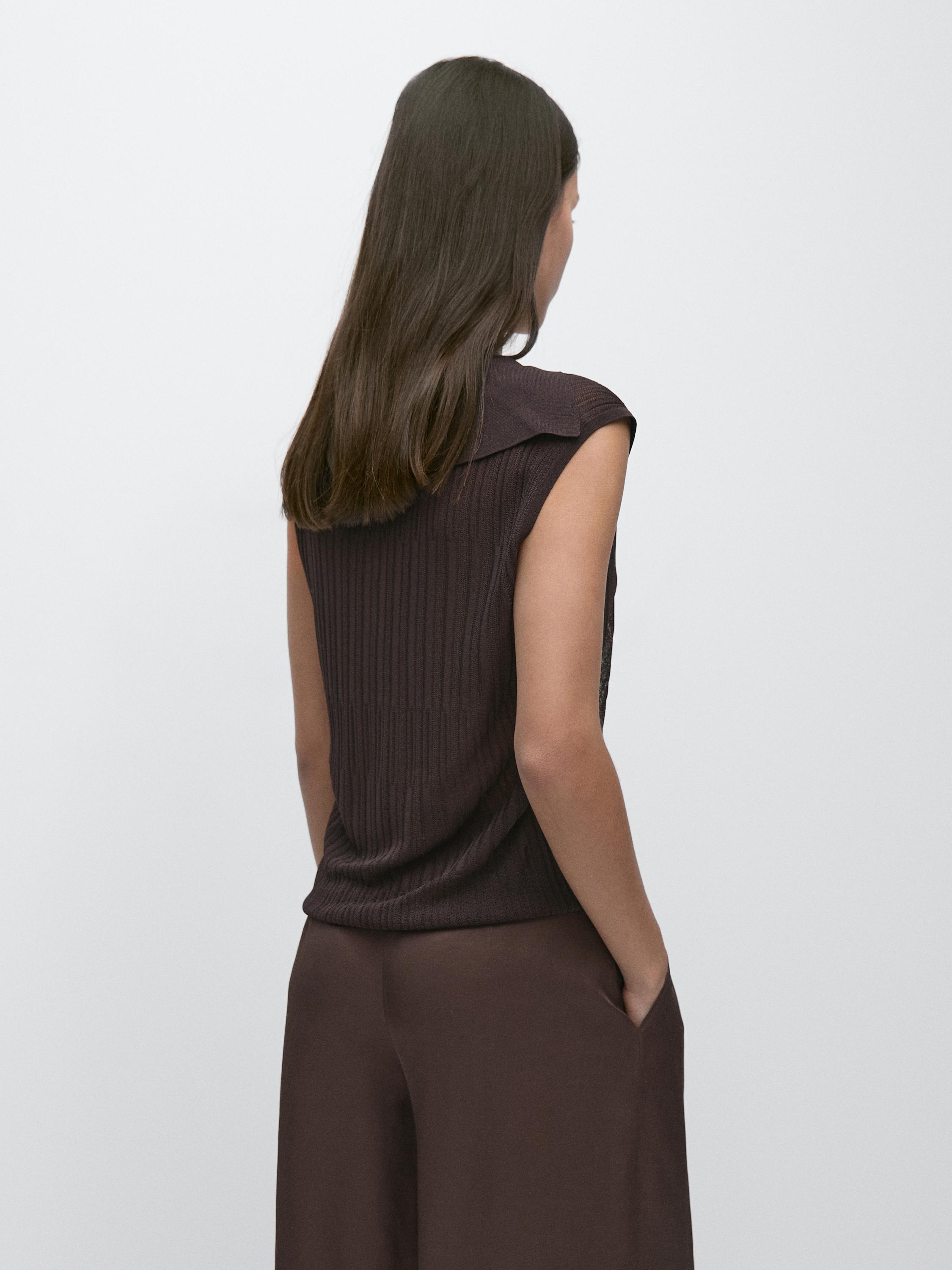 Semi-sheer flowing polo shirt