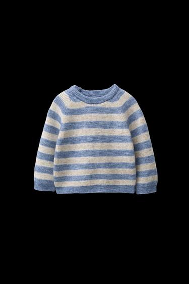 STRIPED WOOL AND CASHMERE SWEATER - Blue marl by Zara