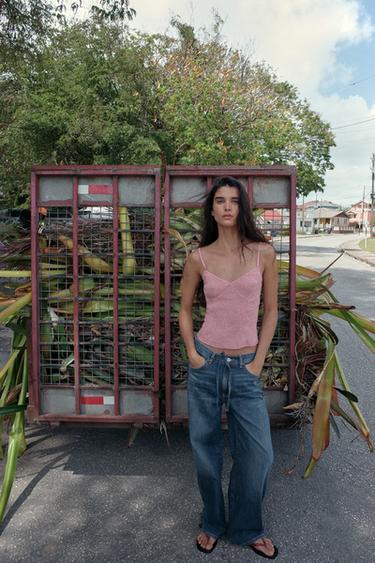 TOP ALGODÃO ALÇAS - Rosa-vigoré da Zara